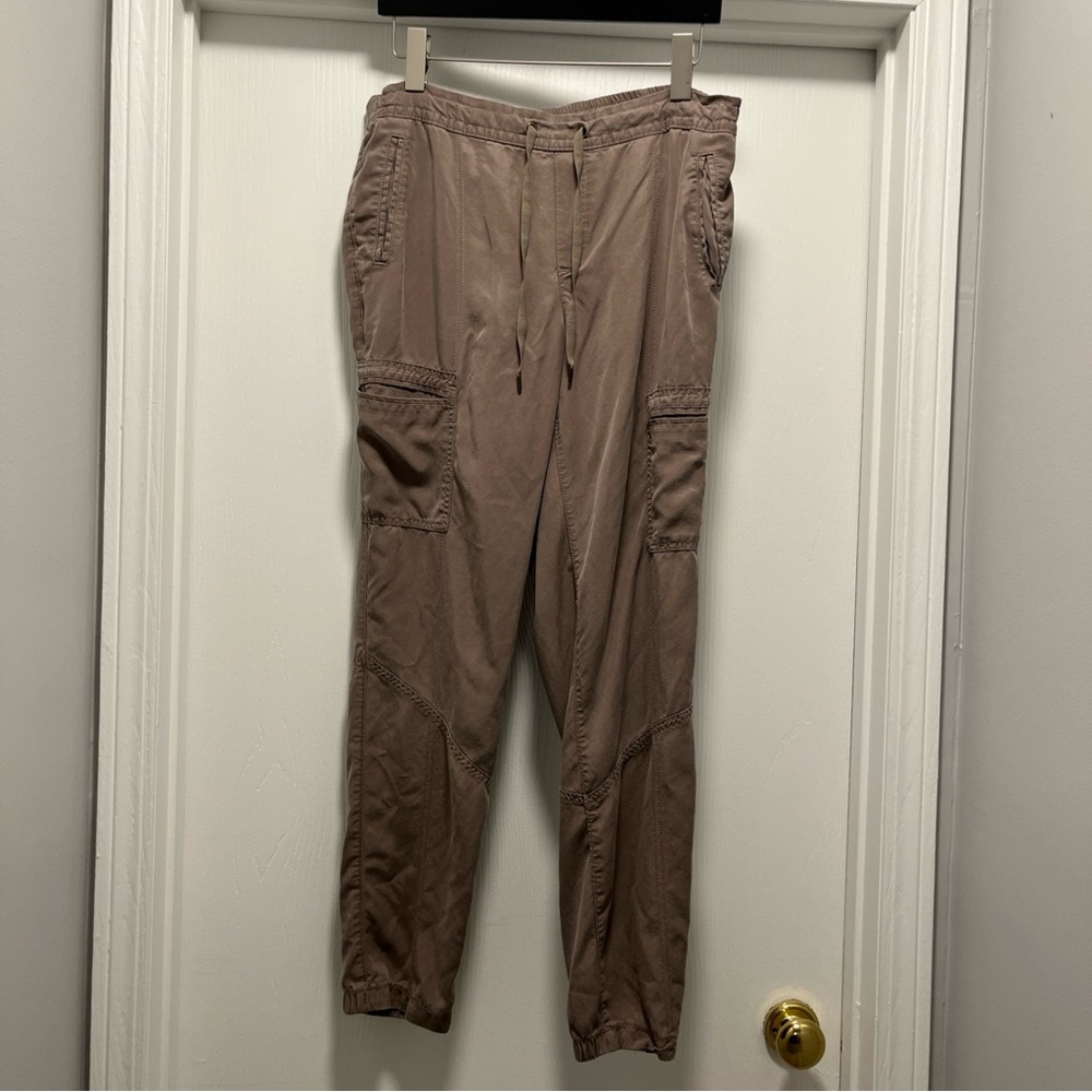Eddie Bauer Womens Size M Brown Drawstring Jogger Pants Cargo Pockets Lyocell